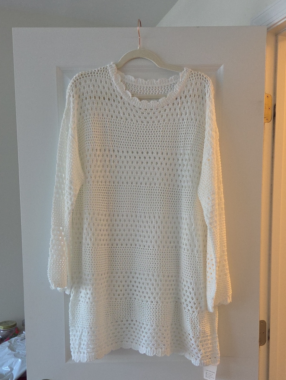 White Crochet Cover-Up Sweater Dress - Women Swim